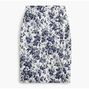 J.Crew Button-Front Langham Pencil Skirt Floral Size 4 #L8434